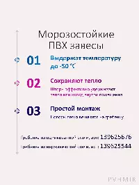 ПВХ завеса морозостойкая 2x200мм Высота 2,1м